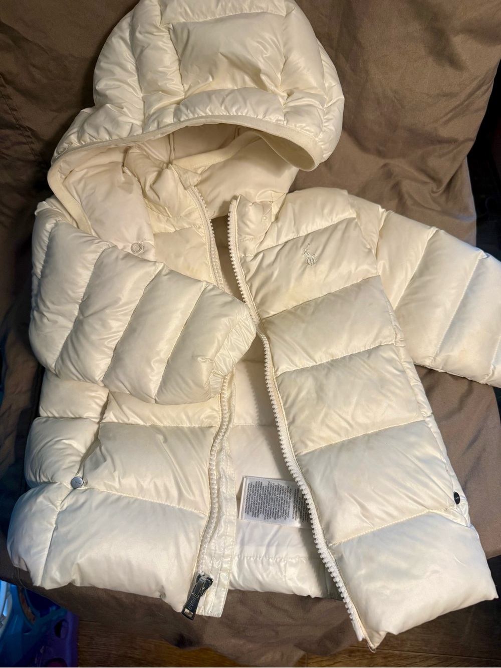 Kids Cream Puffer Jacket with Hood by Ralph Lauren